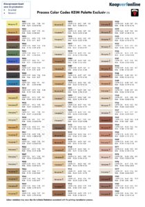 Alle kleurenkaarten met prijsgroepen voor KEIM Granital