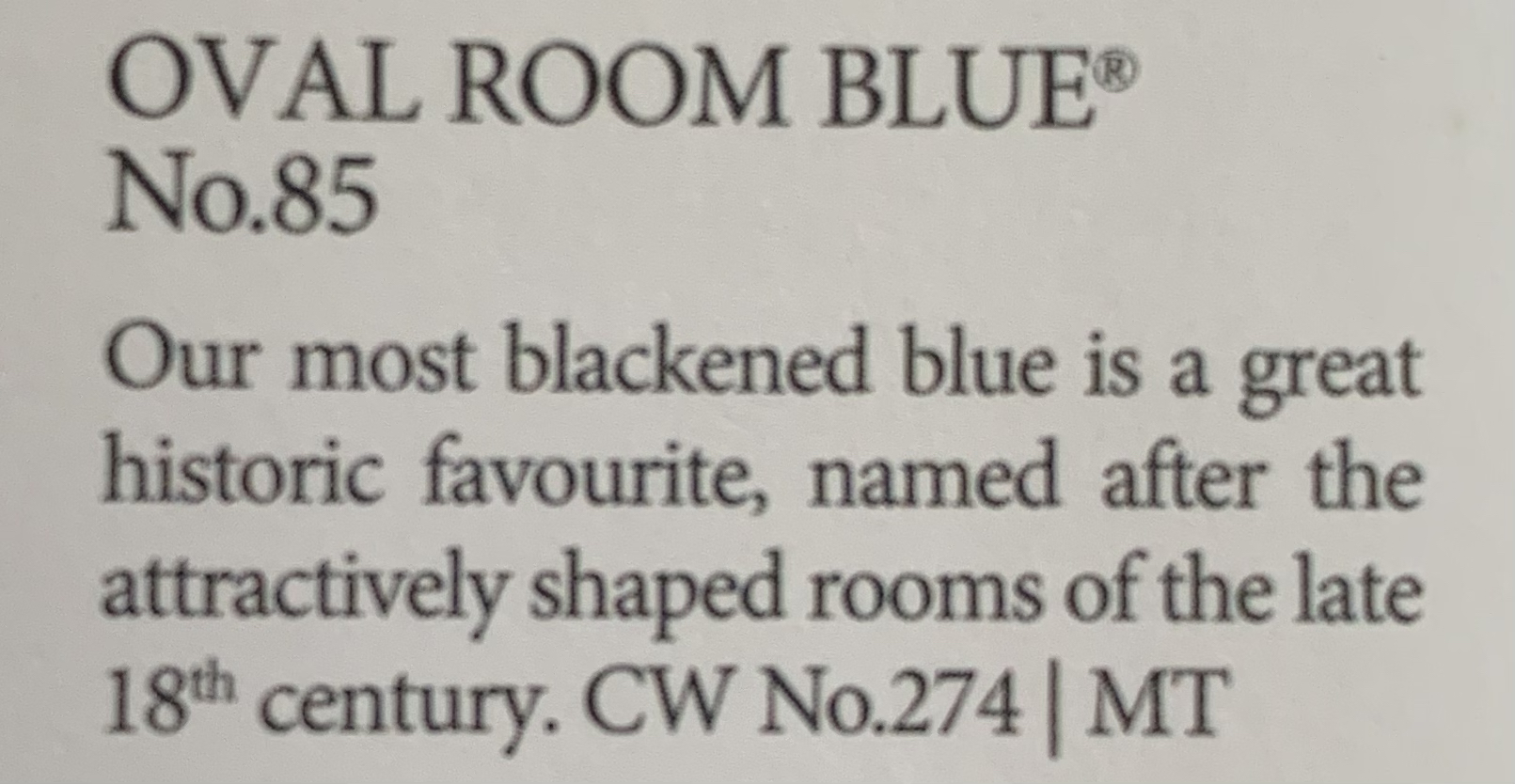 Farrow Ball kleurenkaart - uitleg kleur Oval Room Blue