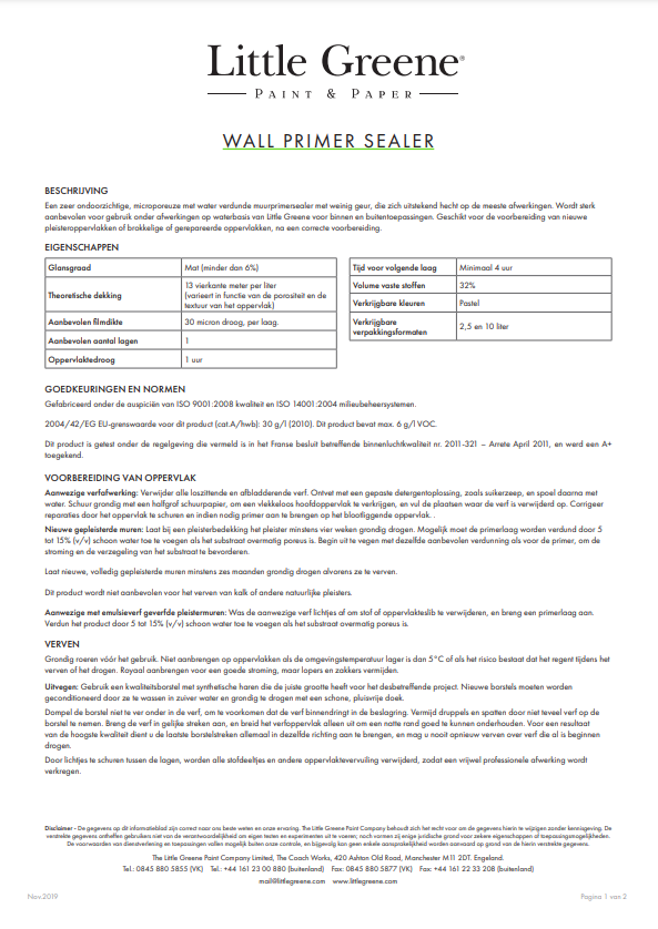 Technische Datasheet Wall Primer Sealer