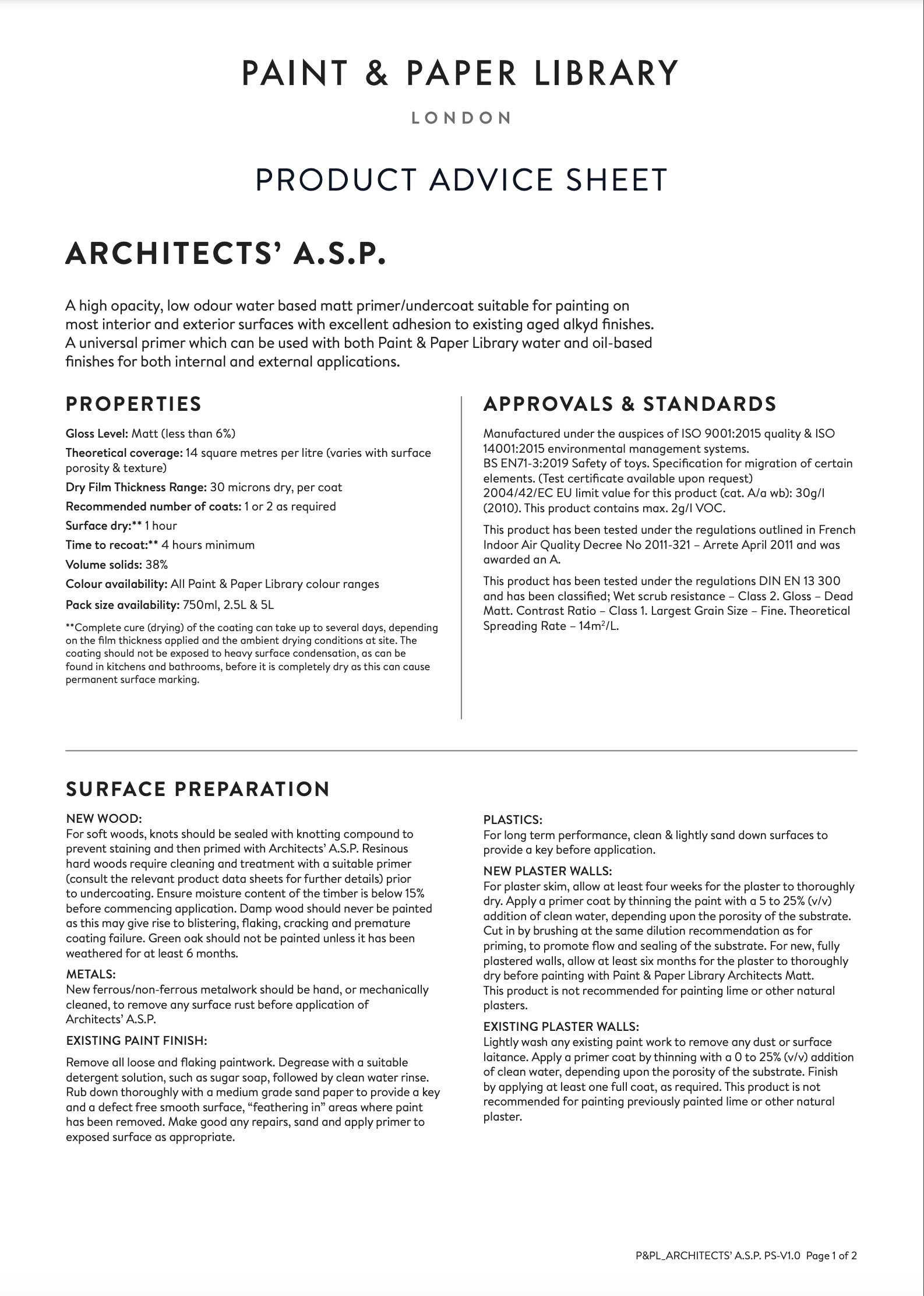 Productinformatie P&PL Architects A.S.P.