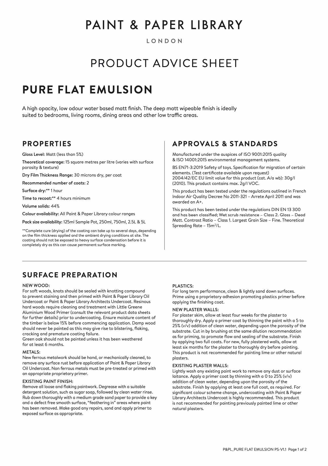 Productinformatie P&PL Pure Flat Emulsion (EN)
